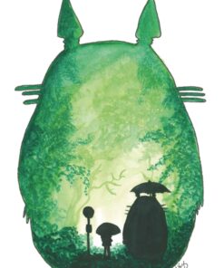 Print aquarelle inspiré de Totoro